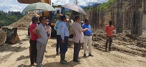 File Photo: Nagaland Health Minister and Family Welfare Minister, S Pangnyu Phom and others inspecting the ongoing construction works (Pic: Twitter)