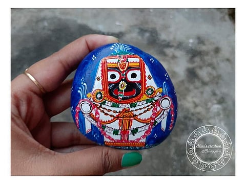 Pattachitra art by Baghyashree Sahoo on stone