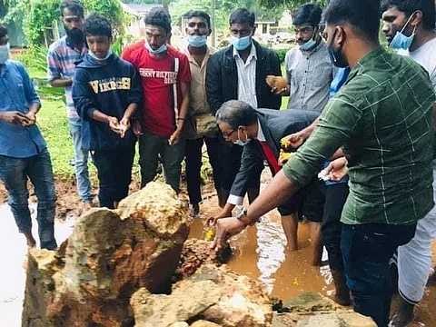 The VC laying the foundation stone