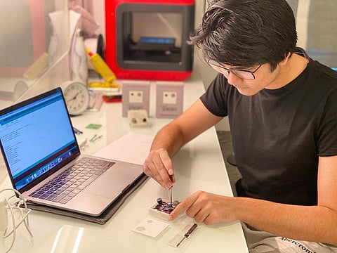 Shiv Kampani with his IoT-enabled device | Pic: Shiv