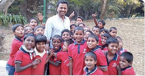 Gopinath R, Founder of Sparsha Trust with kids