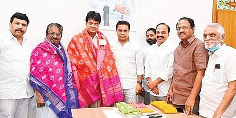 The DMK MP met KT Rama Rao to discuss NEET at the Pragathi Bhavan in Hyderabad | Pic: Express