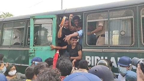 Students being rounded up from the protest site (Pic: Sourced)