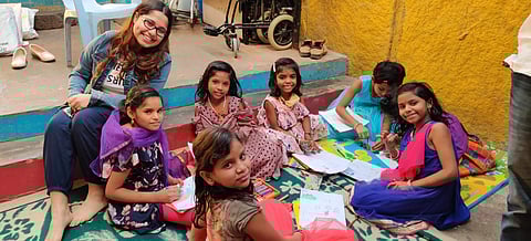 Camelia with kids for her project There4u | Pic: Sourced
