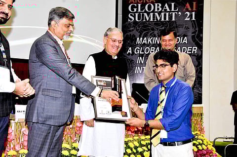Kunwar Sahi receiving the award for Best Innovation in AI Hardware | Pic: Sourced