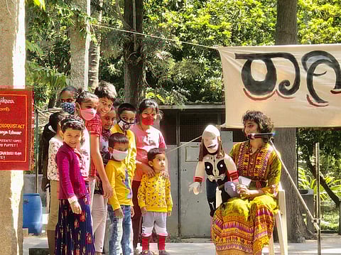 Sharanya Eshwar with her puppet Dakota