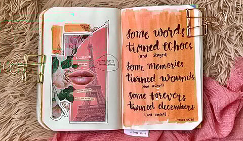 Art, poetry and warmth - An art journal spread by Reshma Khatoon