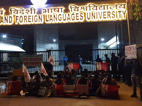 Students during the protest
