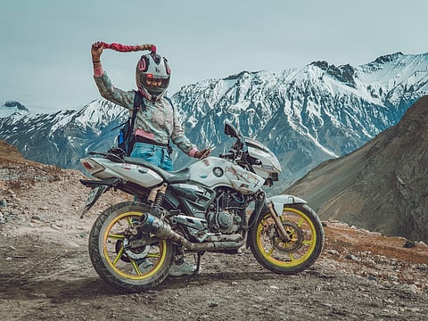 RiderGirl Vishakha at Spiti Valley in Himachal Pradesh | Pic: Vishakha Fulsunge