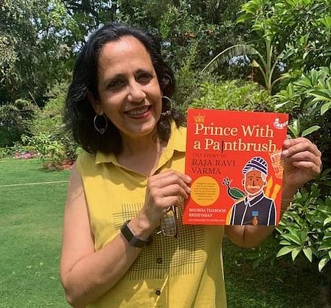 Shobha Tharoor Srinivasan with her latest book Prince with a Paintbrush: The story of Raja Ravi Varma | Pic: Shobha Tharoor Srinivasan