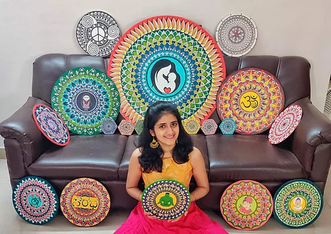 Shikhi Bhat with all her mandala paintings (Pictures: Shikhi Bhat)