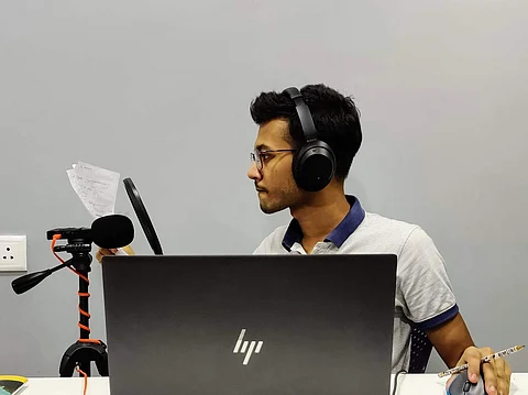 Recording and setup of the podcast | (Pic: Chandan Perla)