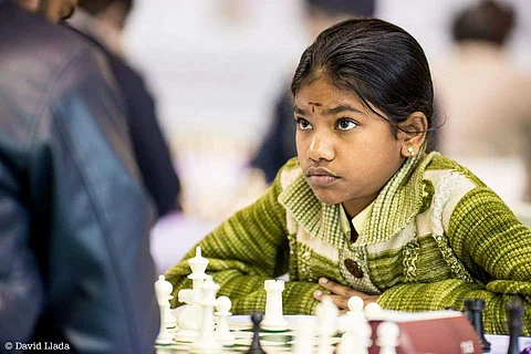 B Savithashri during a chess match | Pic: B Savithashri