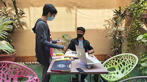 Sparsh and Vihaan working on Postura | Pic: Shiv Nadar School