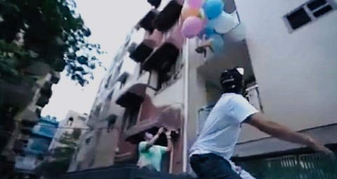 The dog flying (Pic: YouTube)