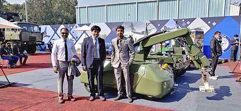 The three founders with their electric unmanned ground vehicle | Pic: Torus Robotics