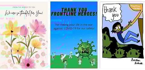Some of the cards created by the children for Project Joy | Pics: Vedika Agarwal