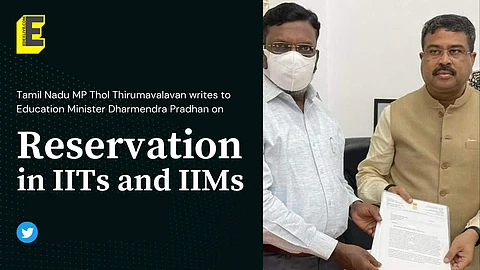 Thirumavalavan met Pradhan on Tuesday (Pic: Twitter/EdexLive)