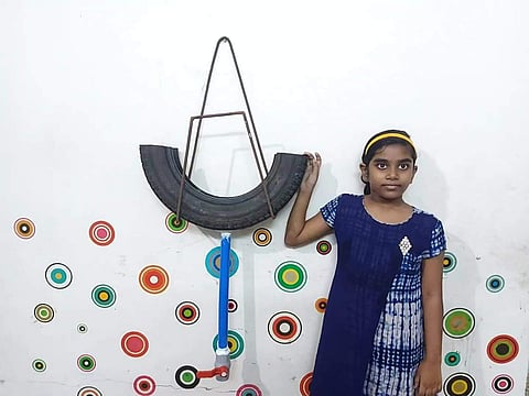 Indira Arjun with the ovillanta mosquito trap