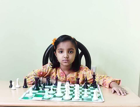 Charvi A practices chess both offline and online using a particular software (Pictures: Anilkumar)