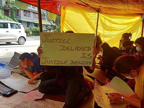 The teachers at the protest site (Pic: Sourced)