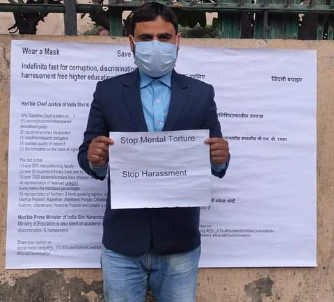 Pandey during the protest (Pic: Sourced)