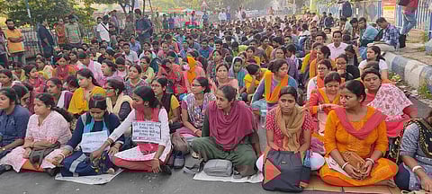 Protesters in Kolkata's Karunamoyee (Pic: Achinta Dhara)
