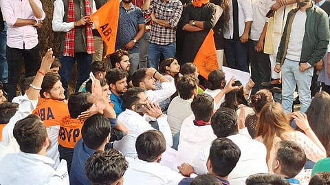 File photo of an ABVP protest (Pic: ABVP)