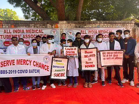 MBBS students' protest at Jantar Mantar | (Pic: Dr Jitendra Singh)