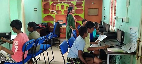 Students taking the training programs at a Rural Technology Centre established by IIT Madras Pravartak Foundation and Asha For Education (Pic: IIT M)