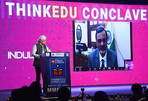 Chief economic advisor, V Anantha Nageswaran attending Think Edu 2022 virtually | Pic: Ashwin Prasath