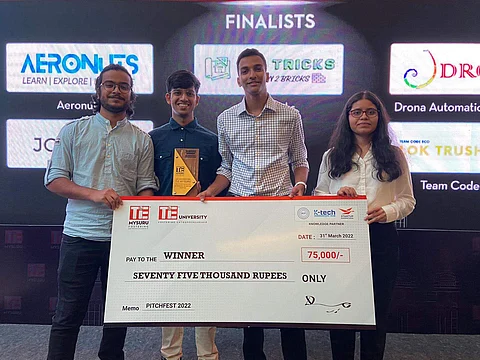 The group of four students who worked on project Lok Trusha |Pic: Sourced