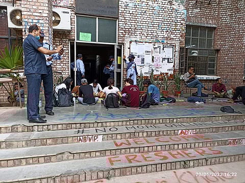 JNU SIS sit-in protest | (Pic: AISA)