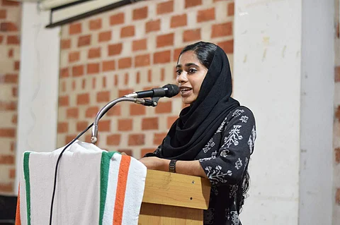 Fathima Saniya giving a speech | (Pic: Habitat)
