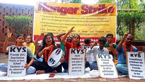 Students protested at North Campus of DU on July 6