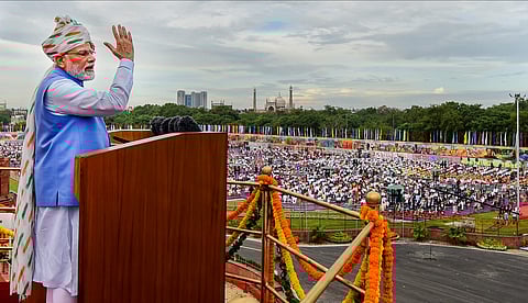 PM Modi addresses the nation from Red Fort on the occassion on India's 76th Independence Day | Pic: PTI