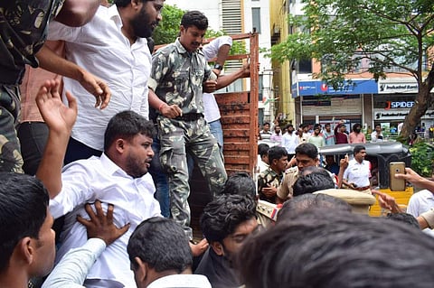 Picture from the protests | (Pic: NSUI Telangana)