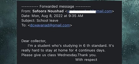 Screenshot of the email | (Pic: FB page of Collector Wayanad)