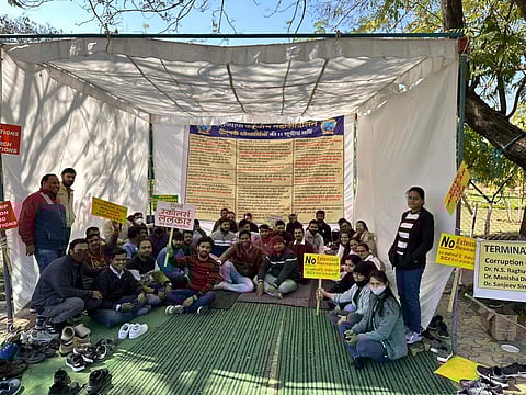 MANIT Bhopal scholar Tanmay Shukla on strike | (Pic: Dr Lal Chandra Vishwakarma)
