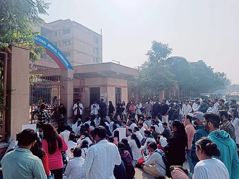 Foreign Medical Graduates protest in front of the NMC in November 2022 | (Pic: Sourced)