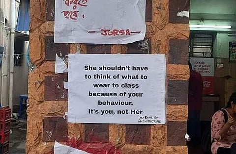 Protest posters on JU campus against accused prof | (Pic: Sourced)