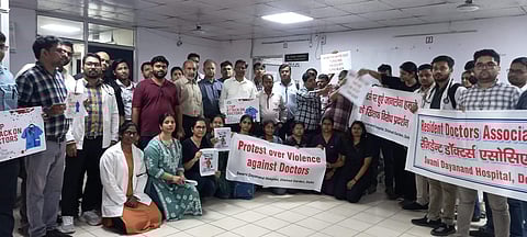 Visuals from protest by SDN resident doctors | (Image: Source)