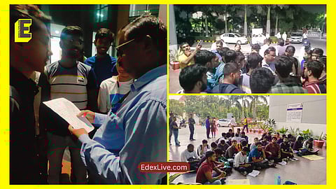 Pictures of protesting meeting the DSW, Proctor along with a picture from the strike on October 20