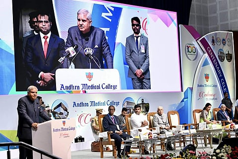 Vice-President Jagdeep Dhankhar during the centenary celebrations of Andhra Medical College