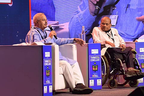 India. Present and future: Roadmap for the 21st century: Sunil Ambekar, Akhil Bharathiya prachar pramukh, Rss and chair: Pro mk sridhar, member , Drafting committee, NEP | (Pic: Ashwin Prasath)