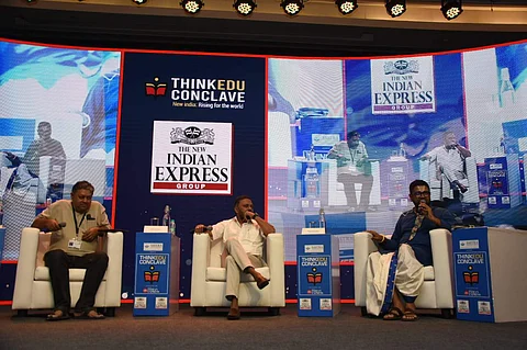 Dushyant Sridhar and Badri Seshadri speak at ThinkEdu 2023 | Pic: Express/Satish Babu