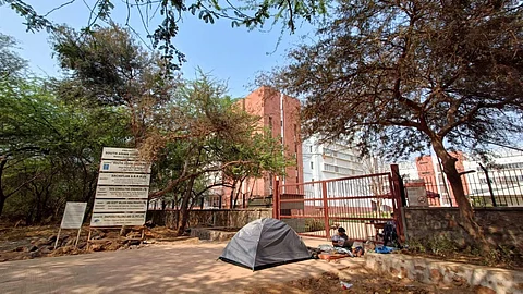 Apoorva YK outside SAU campus gate | (Pic: Apoorva YK)