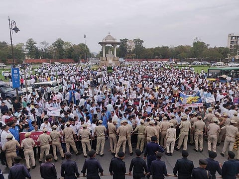 Mass protest by doctors in Jaipur, Rajasthan on March 20| (Pic: Dr Manish Jangra, Founder, FAIMA)