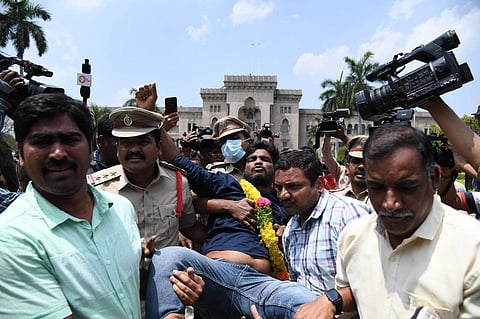 Glimpse from the protest | (Pic: Vinay Madapu)