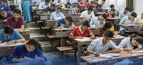 A pic of students appearing for SSLC. Pic: @BSBommai